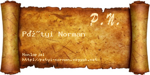 Pétyi Norman névjegykártya